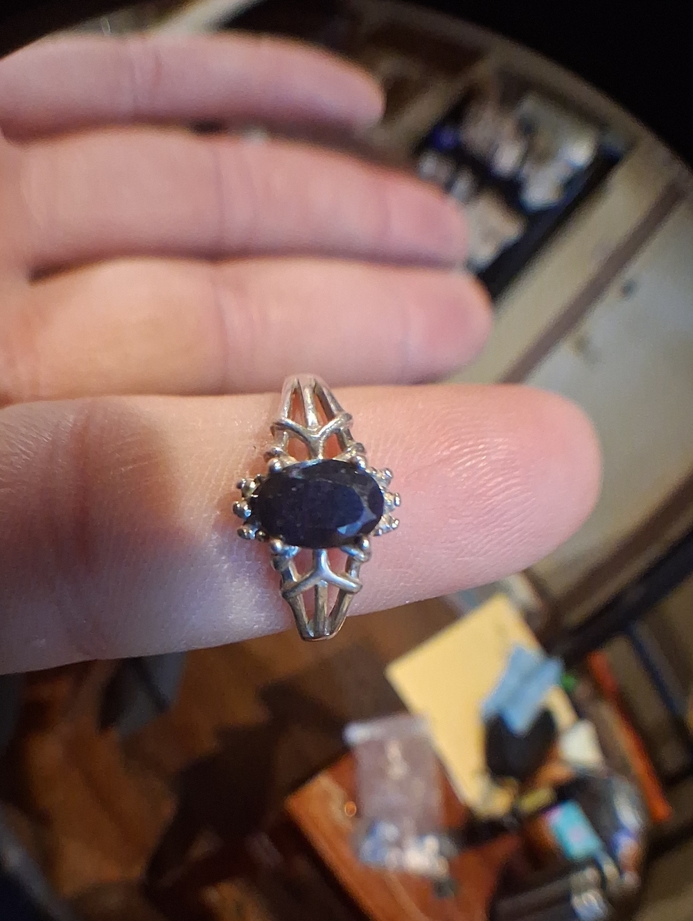 Blue Topaz & .925 Silver Womans Ring.Size 7+,Stamped ,Hallmark